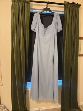 Elegant Light Blue Azazie Bridesmaid Floor Length Dress
